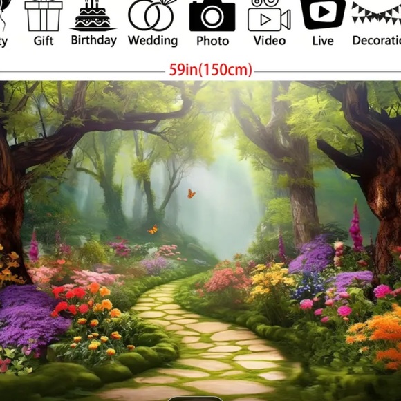 NIP backdrop for photography or live shows 5’ x 7’ Florals, Trees, Butterflies - Picture 3 of 3